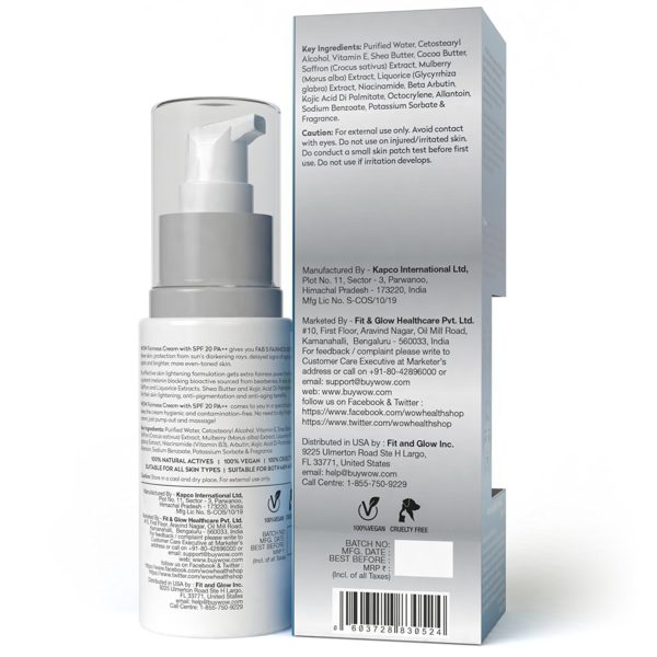 WOW Skin Science Fairness Cream with SPF 20 PA++, Super Saver Pack of 100ml - Image 2