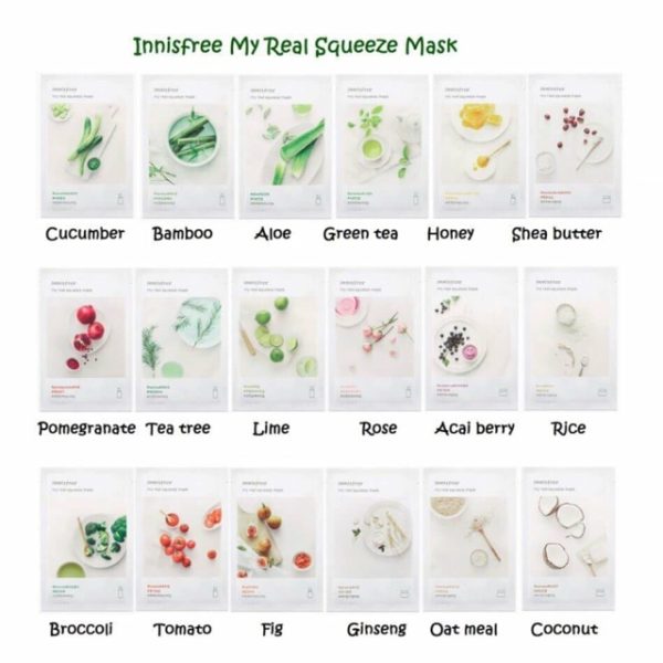 Innisfree My Real Squeeze Mask Sheets, Green Tea, 20ml ( Pack of 7) - Image 3